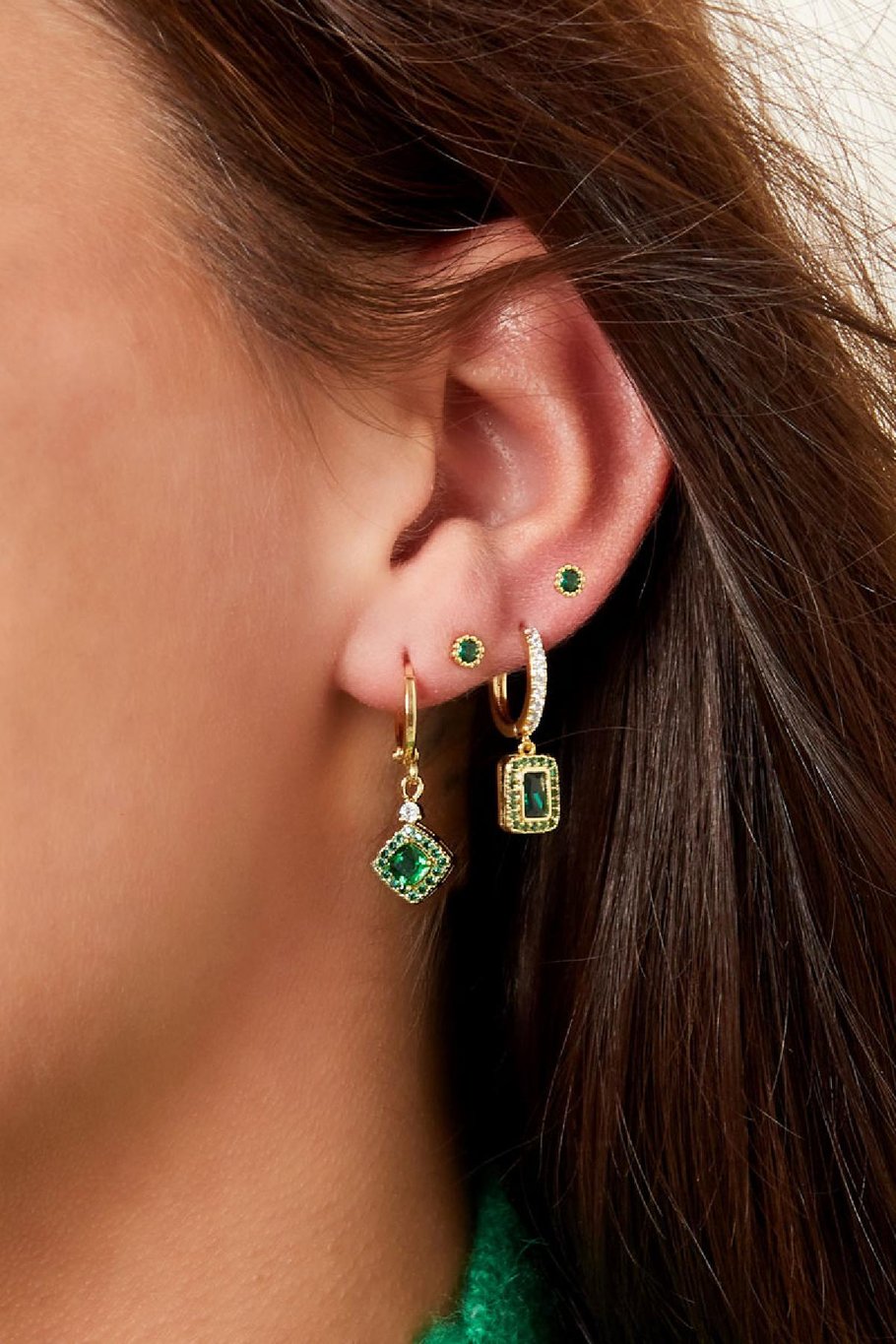 Earrings with zirconia pendant - Sparkle Collection Gold Color Copper Picture4